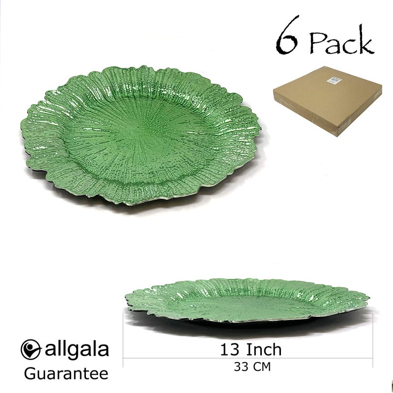 allgala 13-Inch 6-Pack Heavy Quality Plastic Round Charger Plates-Reef Green-HD80335 - Image 2